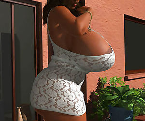 Comics Ebony 3d hottie showing off her large.., 3d  busty