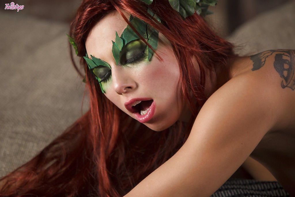 Redheaded teen pornstar Aidra Fox riding cock in cosplay outfit