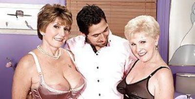 Naughty grandmas Bea Cummins and Jewel having 3some with male Latino