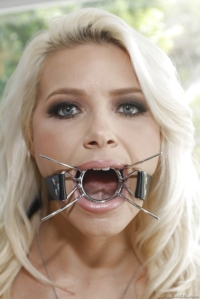 Seductive blonde babe Anikka Albrite trying out some fetish stuff