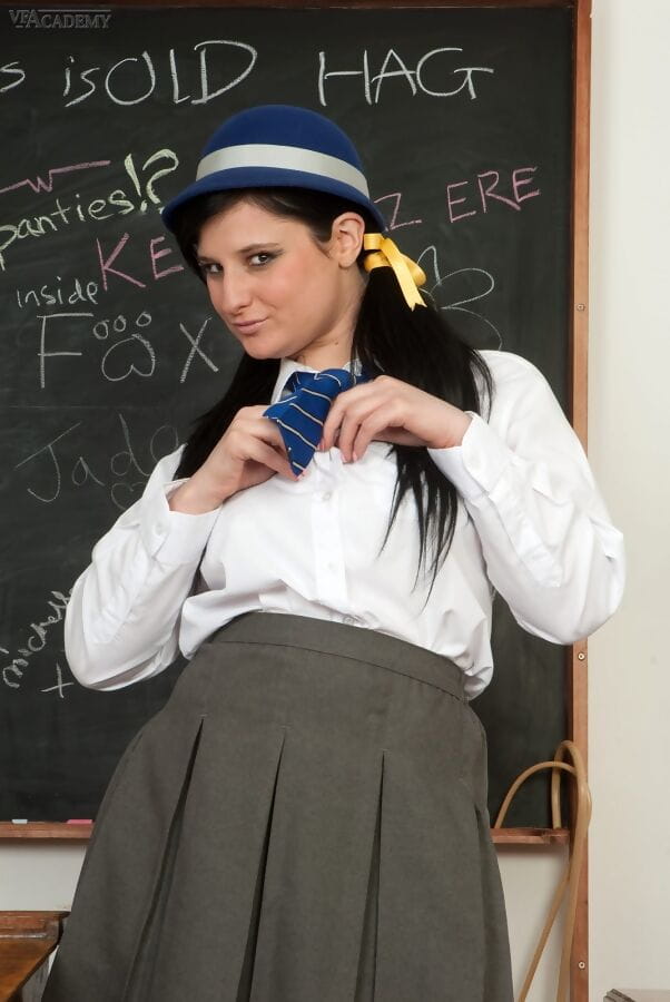 Thick coed strips to back seam nylons and garters in the classsroom