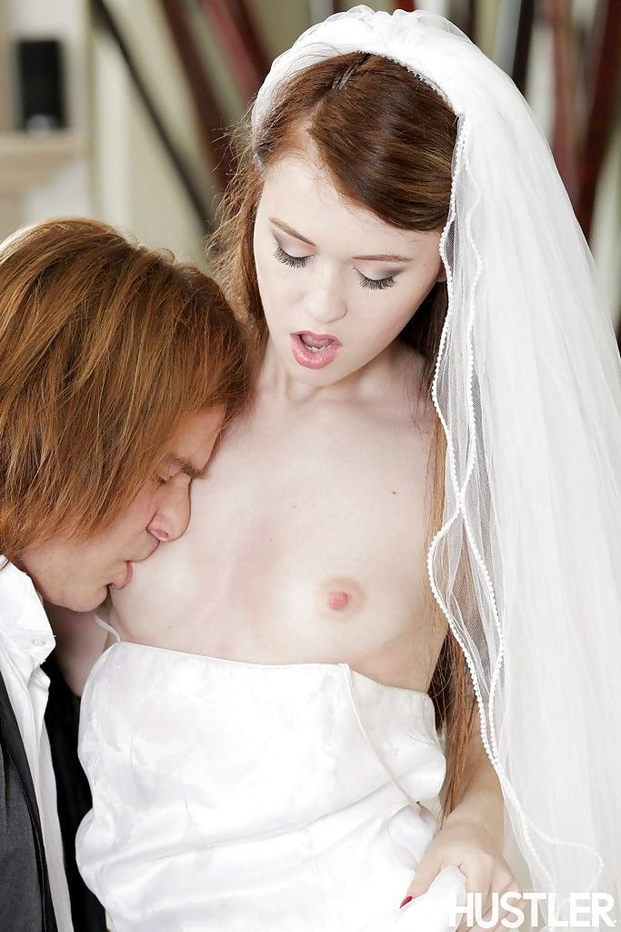 Redhead bride Misha Cross deepthroats a cock on her wedding night