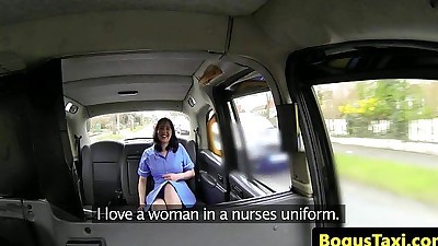 Real nurse fucked on public taxi..
