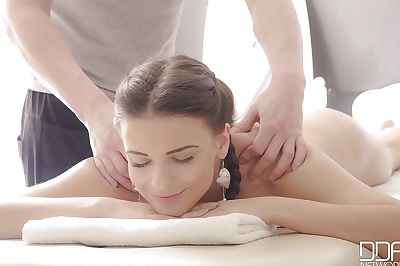 Tender massage boy fucks terrifically sexy European girl named Latoya